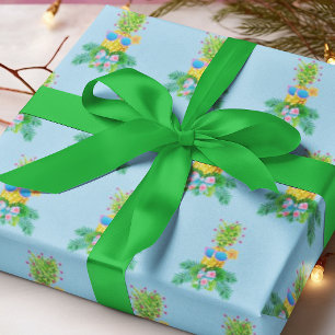 Tropical Singing Pineapple Lady Christmas Holiday Wrapping Paper