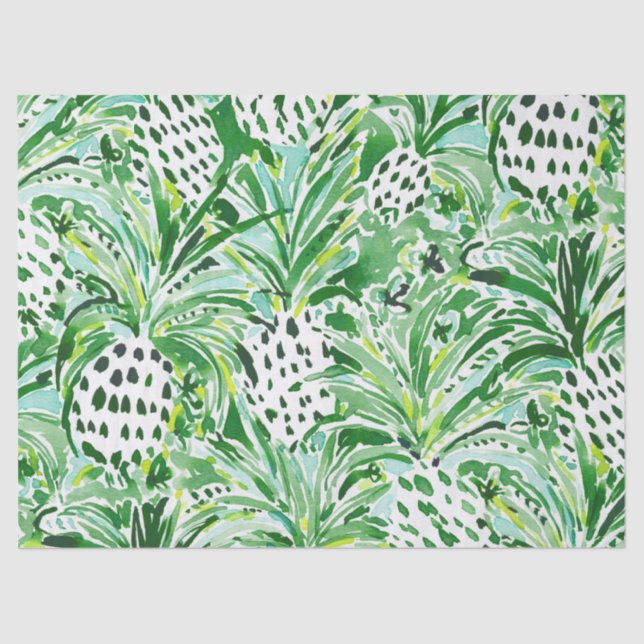 TROPICAL SITCH Green Pineapple Watercolor Tissue Paper (Front)