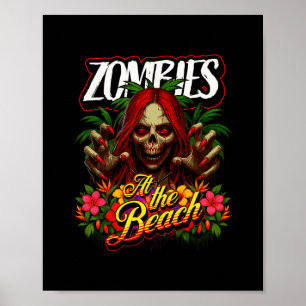 Tropical Skull Girl Horror For Cruise And Vacation Poster