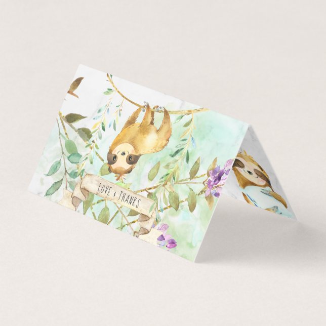 Tropical Sloth | Baby Shower Thank You Business Card (Front)