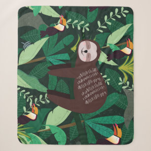 Tropical Sloth: Cartoon Seamless Pattern Sherpa Blanket