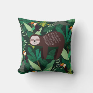 Tropical Sloth: Cartoon Seamless Pattern Throw Pillow