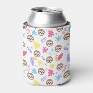 Tropical Sloth & Leaves Pattern Can Cooler
