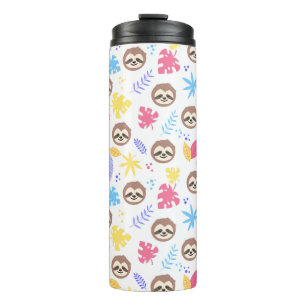Tropical Sloth & Leaves Pattern Thermal Tumbler