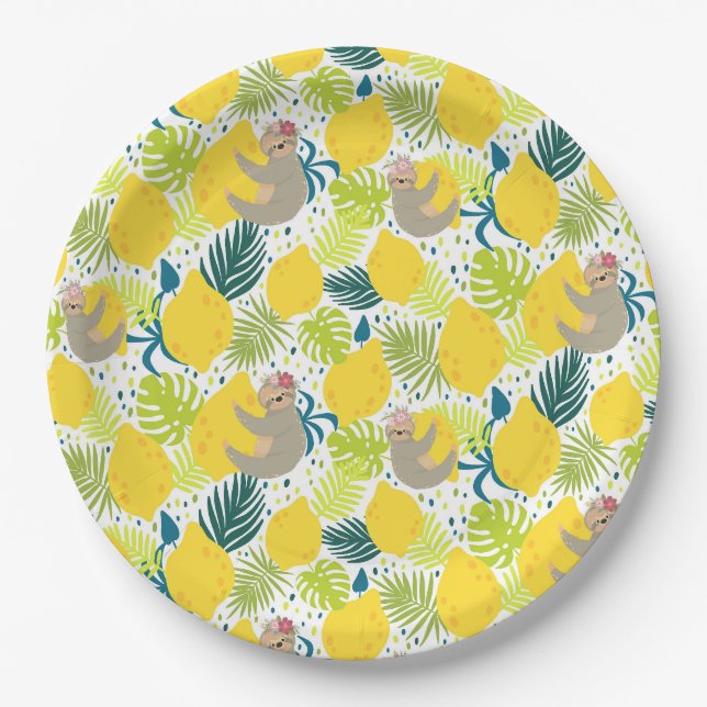 Tropical Sloth Paper Plate (Front)