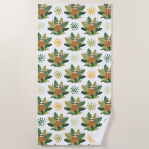Tropical Sloth Pattern Beach Towel