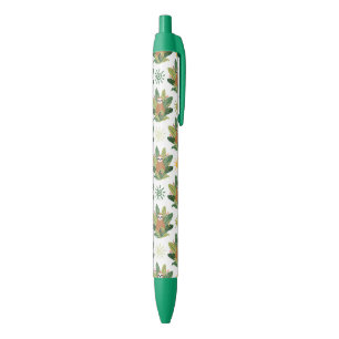 Tropical Sloth Pattern Black Ink Pen