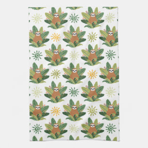 Tropical Sloth Pattern Kitchen Towel