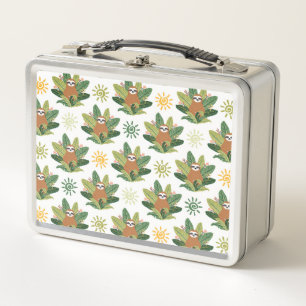 Tropical Sloth Pattern Metal Lunch Box