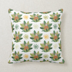 Tropical Sloth Pattern Throw Pillow