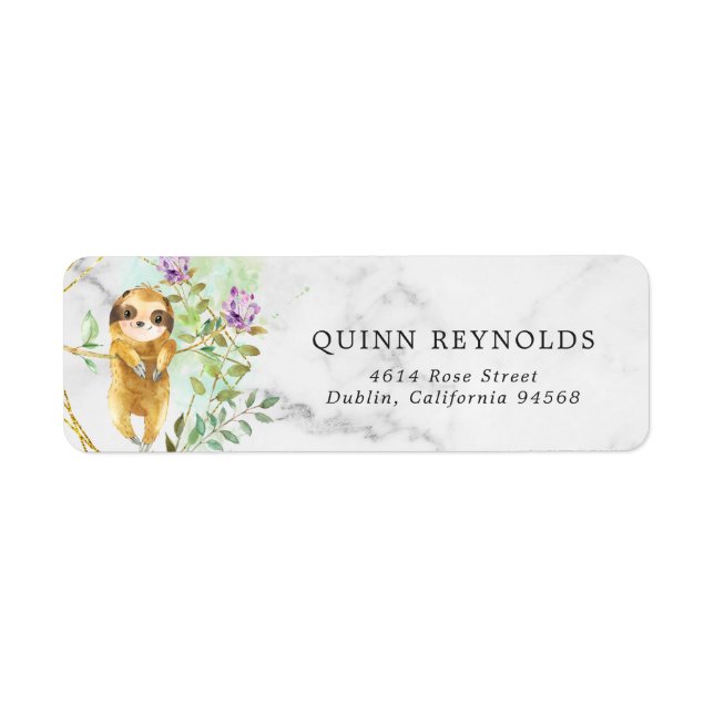 Tropical Sloth Return Address Label (Front)