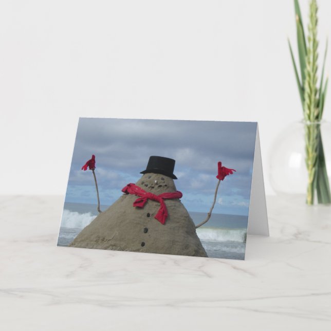 Tropical Snowman Holiday Card (Front)