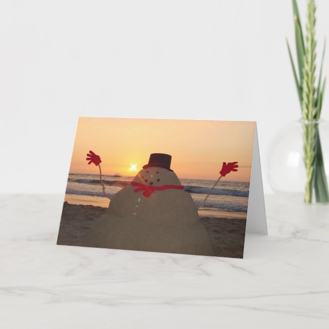 Tropical Snowman Holiday Card (Front)