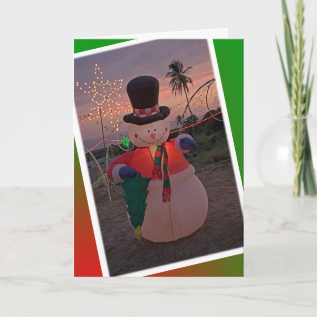 Tropical Snowman Holiday Card (Front)