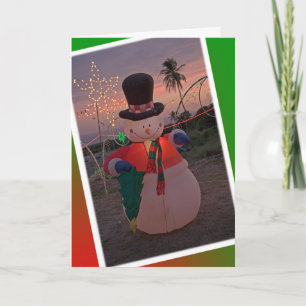 Tropical Snowman Holiday Card