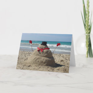 Tropical Snowman Holiday Card