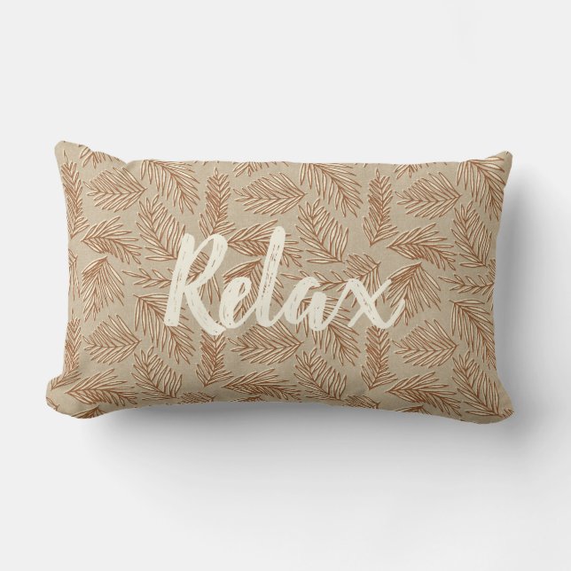 Tropical Spa Coordinates- Palm Leaves Reversible Lumbar Pillow (Front)