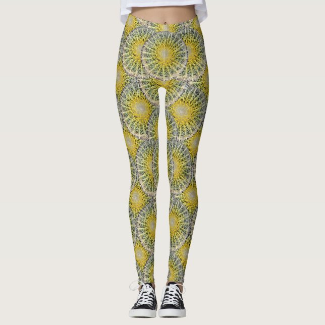 Tropical Sphere Cactus Photo Pattern Leggings (Front)