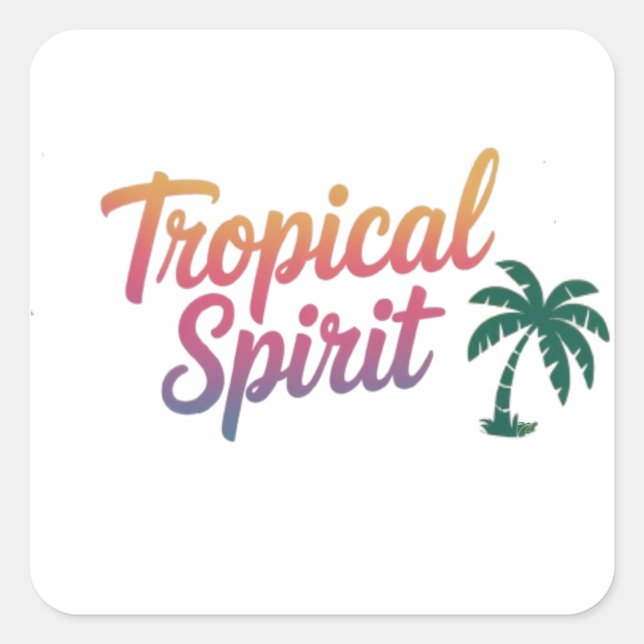 Tropical spirit square sticker (Front)