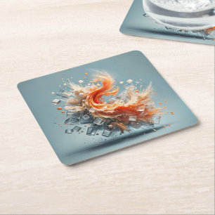Tropical Splash Square Paper Coaster