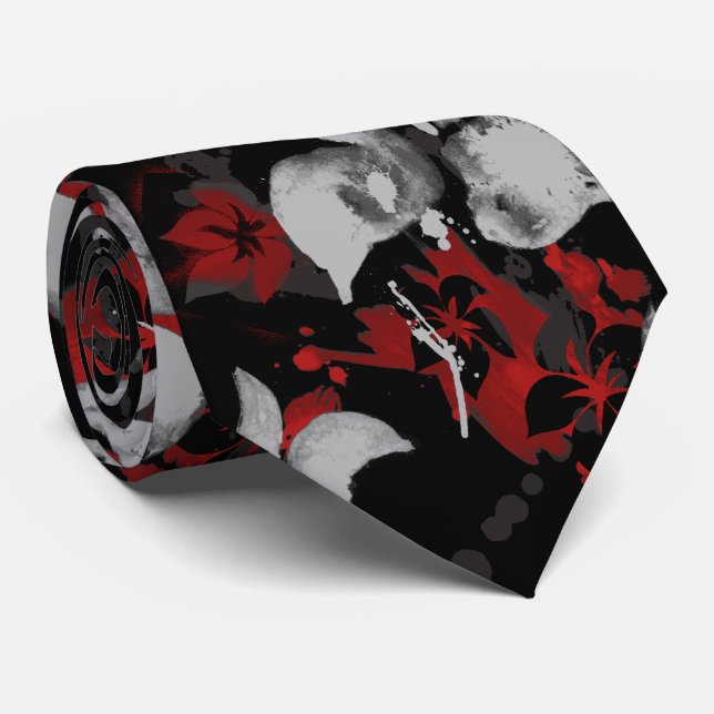 Tropical Splat Handpainted Hawaiian 2-sided Print Tie (Rolled)