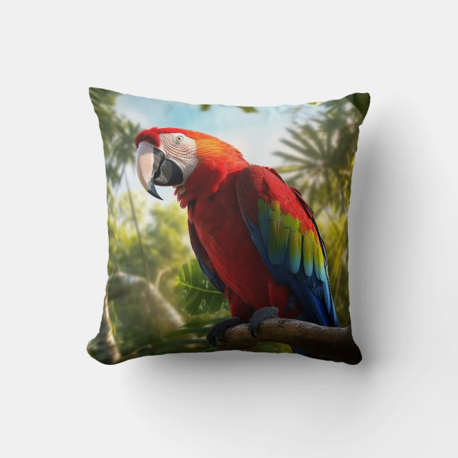Tropical Splendour Macaw  Throw Pillow (Front)