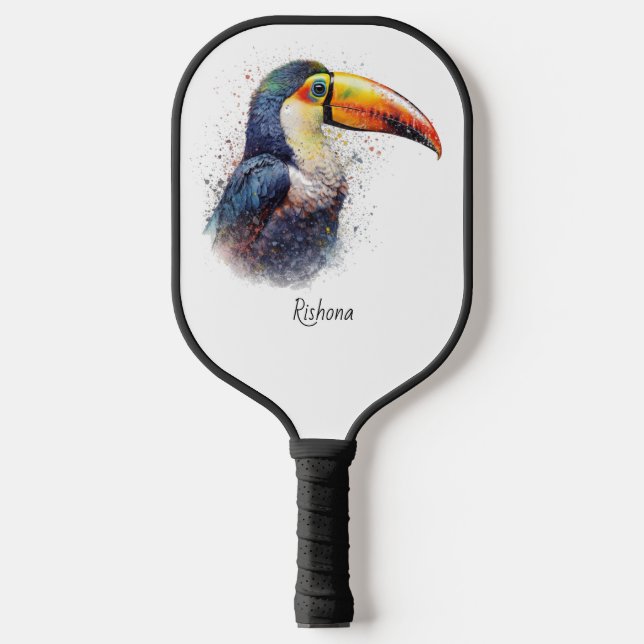 Tropical Splendour Toucan, custom Pickleball Paddle (Front)