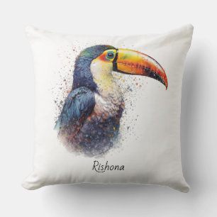Tropical Splendour Toucan, custom Throw Pillow