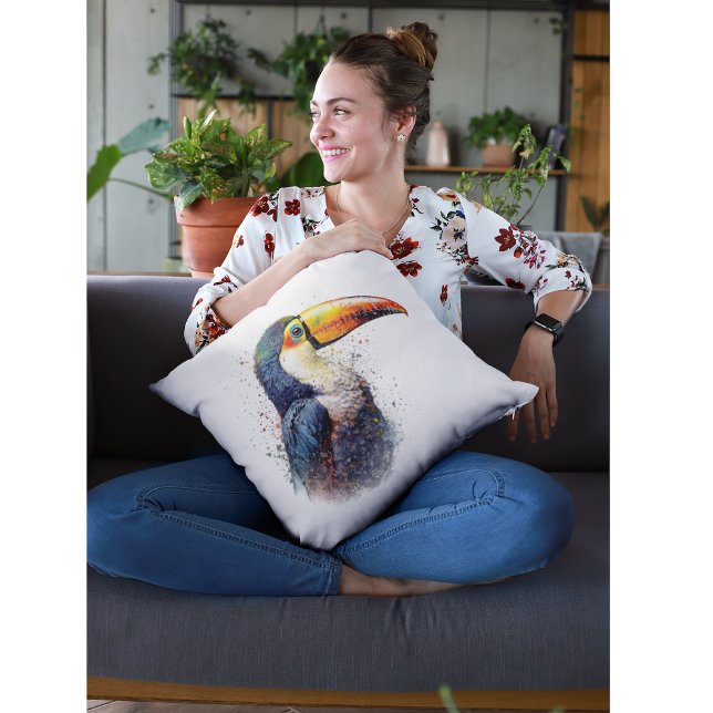 Tropical Splendour Toucan Throw Pillow (Creator Uploaded)