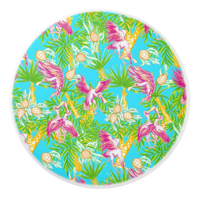 Tropical Spoonbills Ceramic Knob (Front)