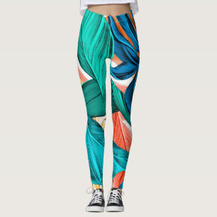 Tropical Spring And Summer Leaves Leggings