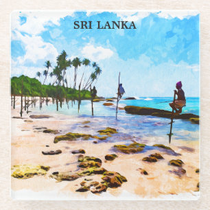 Tropical  Sri Lanka Coastline  Glass Coaster