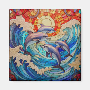 Tropical stained glass art magnet