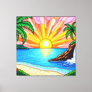 Tropical Stained Glass Inspired Canvas Print