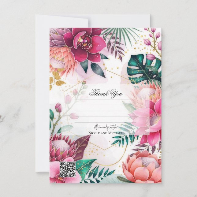 Tropical Stardust Garden Floral Paradise Wedding Invitation (Front)