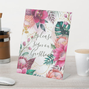 Tropical Stardust Garden Floral Paradise Wedding  Pedestal Sign