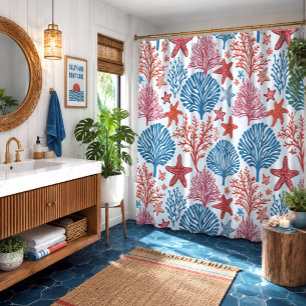 Tropical starfish and coral pattern