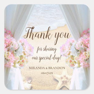 Tropical Starfish Beach Wedding Square Sticker