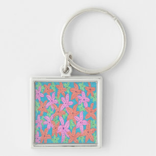 Tropical Starfish Pattern Keychain