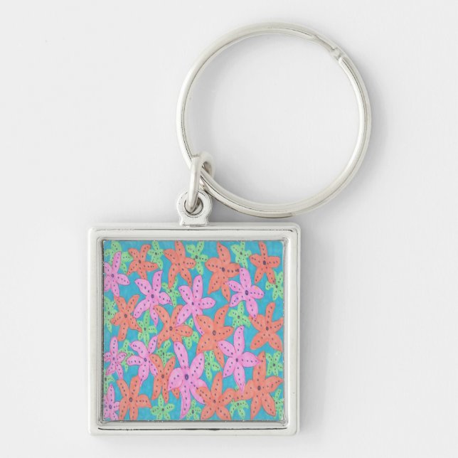 Tropical Starfish Pattern Keychain (Front)