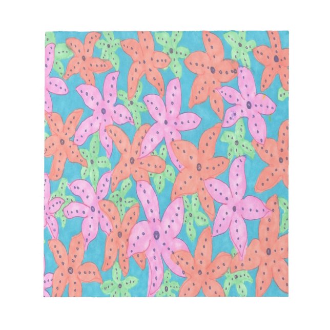 Tropical Starfish Pattern Notepad (Front)