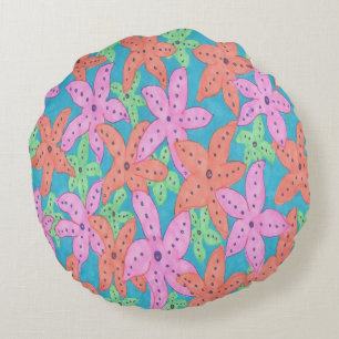 Tropical Starfish Pattern Round Pillow