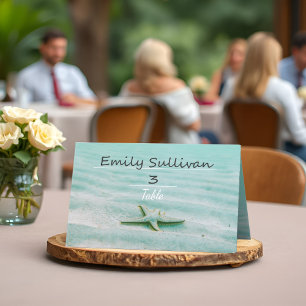 Tropical Starfish Wedding Aqua Ocean Beach Theme Place Card