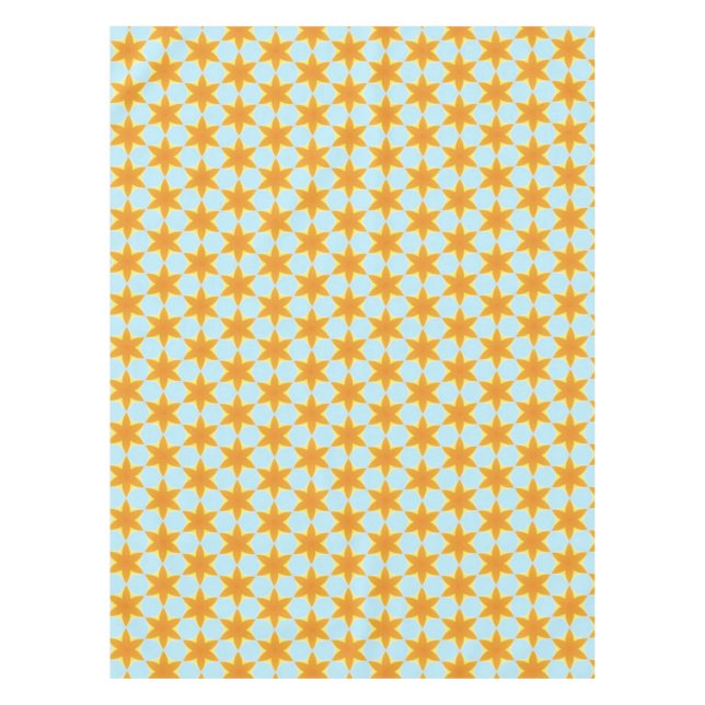 Tropical Starfruit Pattern Blue Orange  Tablecloth (Front)