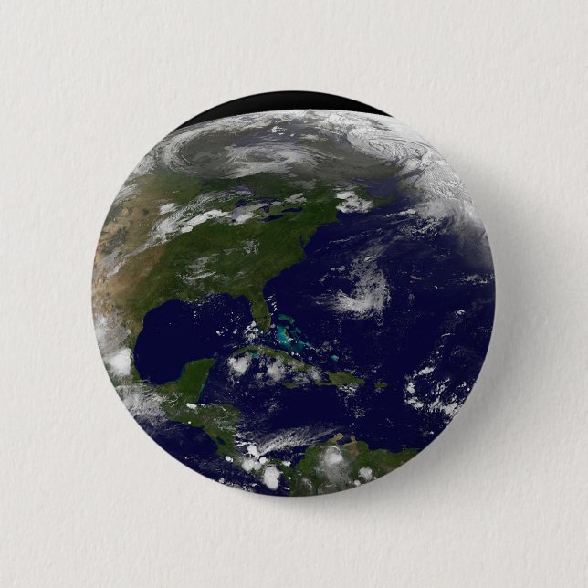 Tropical Storms On Planet Earth. 2 Inch Round Button (Front)