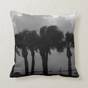Tropical Stormy Skies Grayscale Throw Pillow