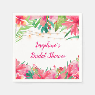 Tropical String Lights Floral Bridal Shower Napkin