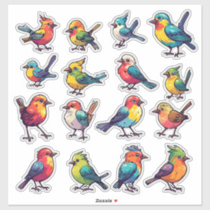 Tropical Style Colourful Bird Sticker Set 🐦