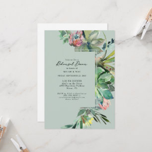Tropical Succulent Cactus Rehearsal Dinner Invitation