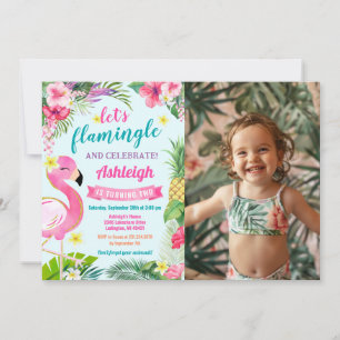 Tropical Summer 2nd Birthday Photo Invitation
